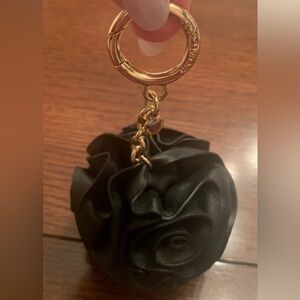 Michael Kors origami Black leather flower purse charm or keychain
